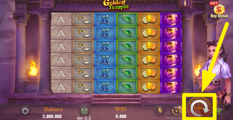 Tada Gaming Golden Temple Spin Button
