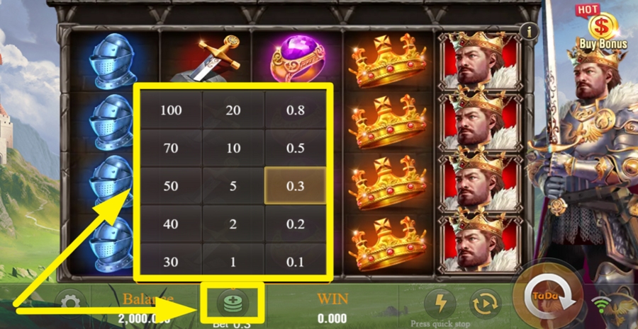 Tada Gaming King Arthur Adjust Bet