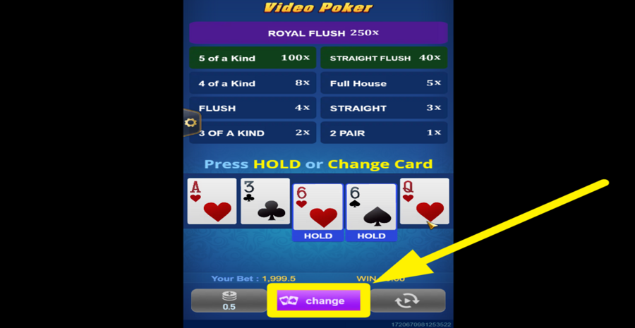 Tada Gaming Video Poker Change Card