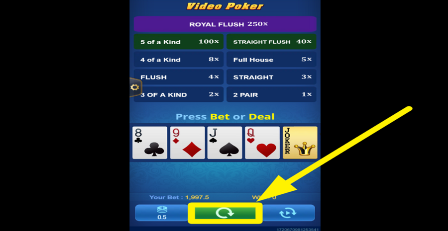 Tada Gaming Video Poker Deal Cards