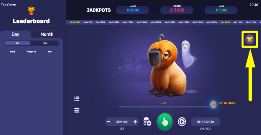 Tap Craze Skins Feature