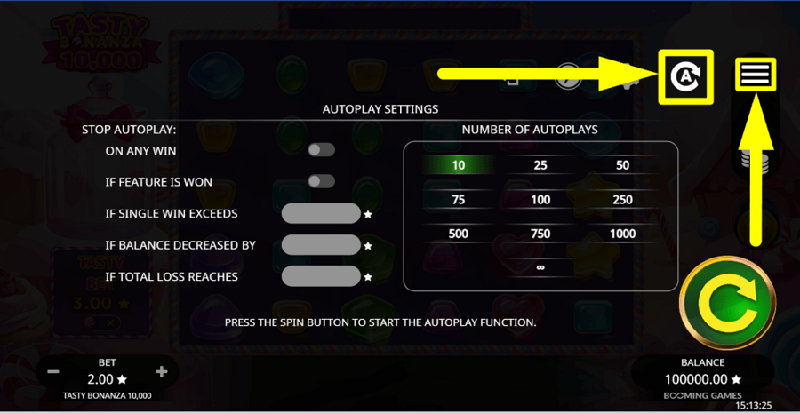 Tasty Bonanza 10000 Autoplay Feature