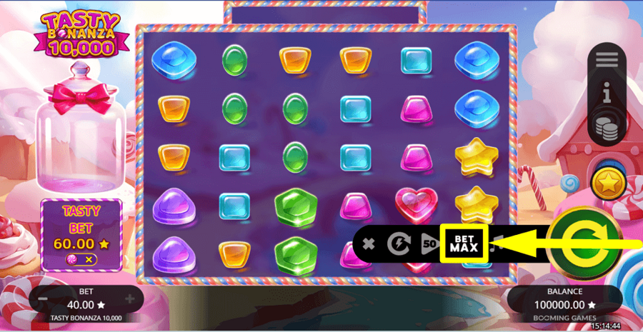 Tasty Bonanza 10000 Bet Max Button