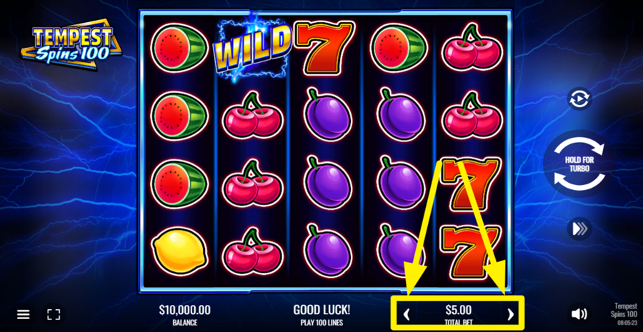 Tempest Spins 100 Adjust Bet