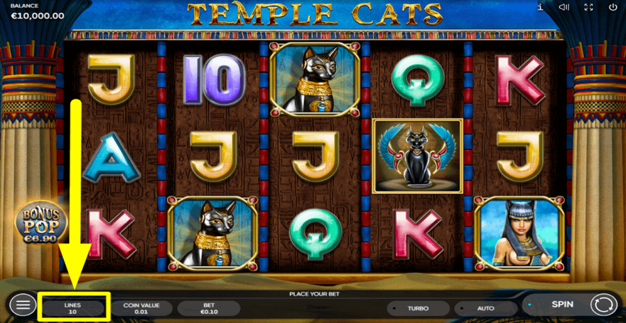 Temple Cats Adjustable Paylines