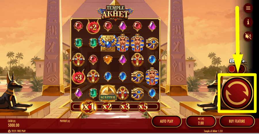 Temple Of Akhet Spin Button
