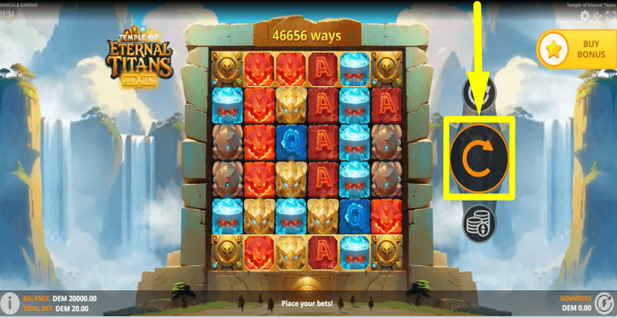Temple Of Eternal Titans Spin Button