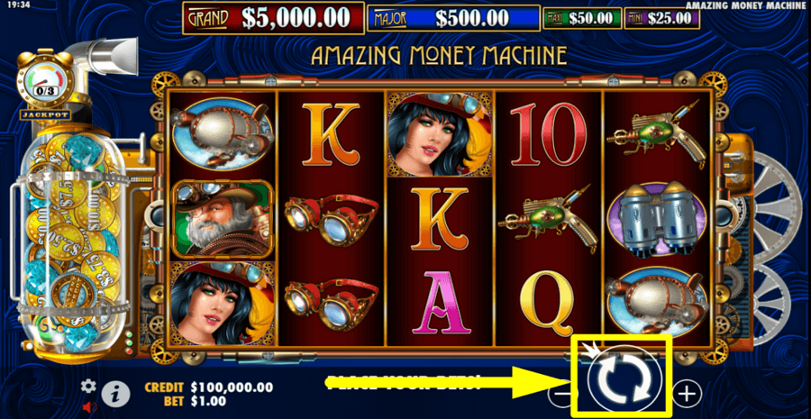 The Amazing Money Machine Spin Button