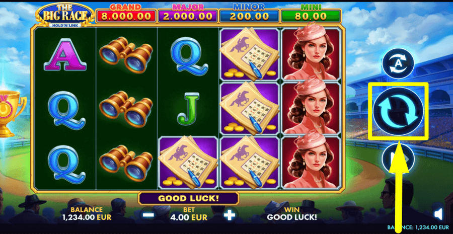 The Big Race Hold N Link Spin Button