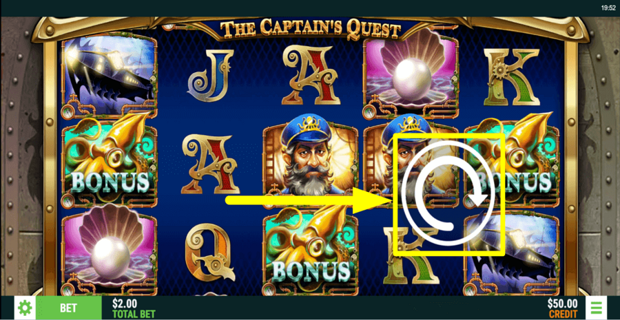 The Captains Quest Spin Button