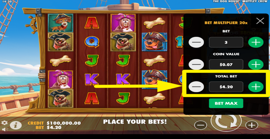 The Dog House Muttley Crew Adjust Total Bet