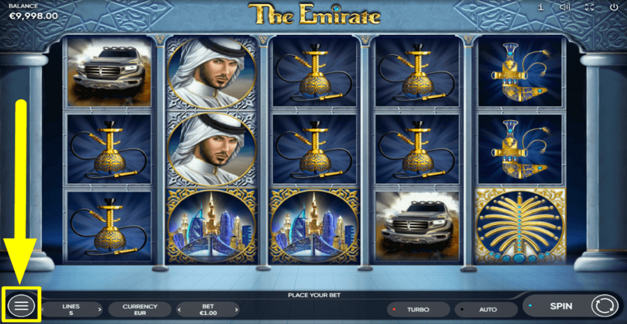 The Emirate Settings Menu