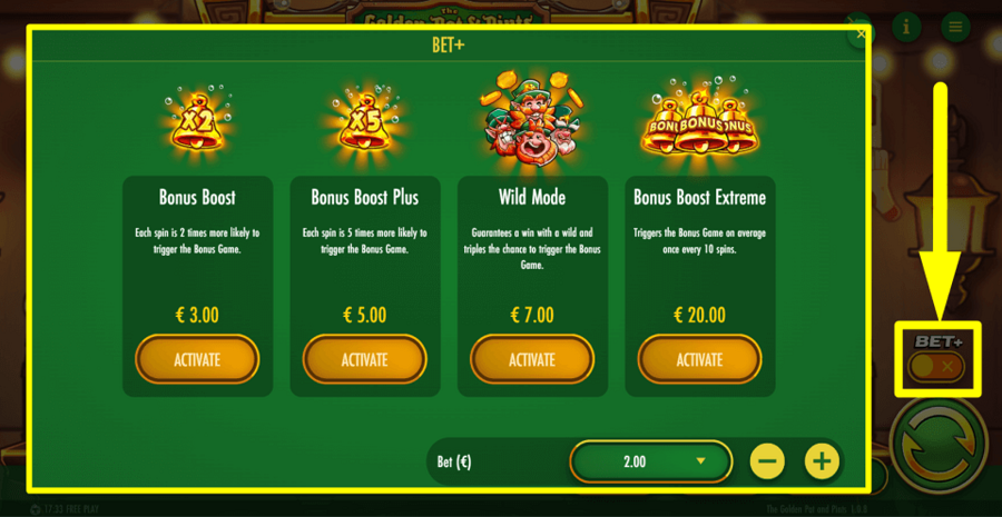 The Golden Pot And Pints Bet Plus Feature