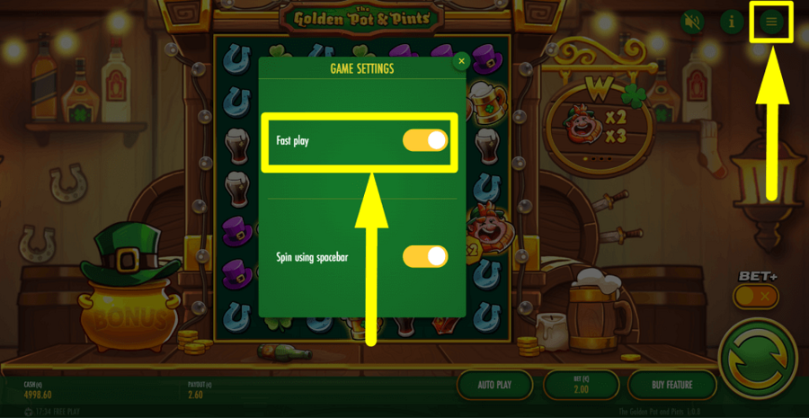 The Golden Pot And Pints Fast Play Feature