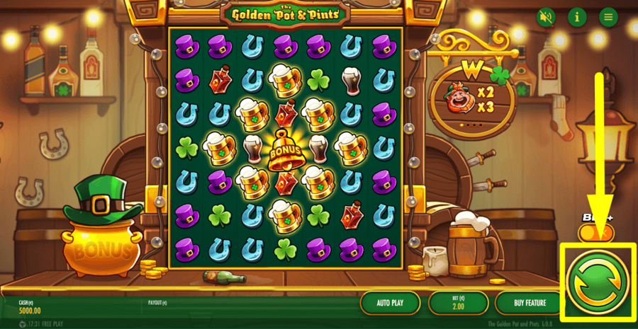 The Golden Pot And Pints Spin Button