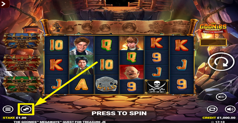 The Goonies Megaways Quest For Treasure Jackpot King Adjust Bet
