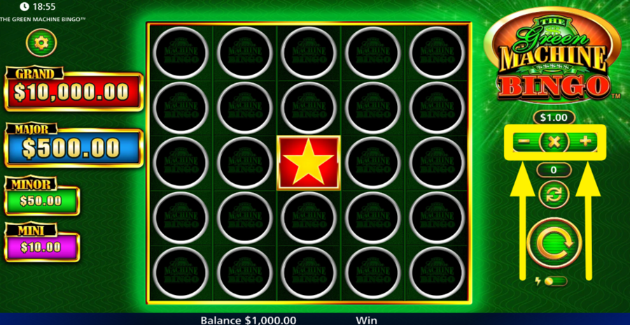 The Green Machine Bingo Adjust Bet