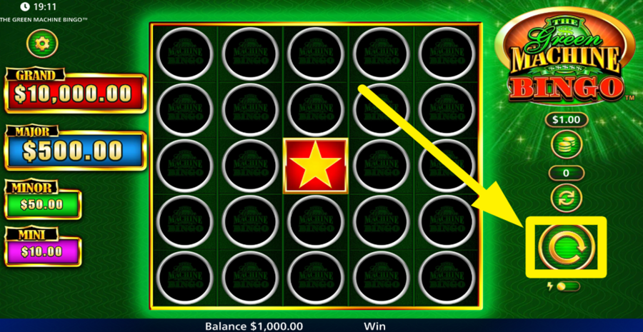 The Green Machine Bingo Spin Button