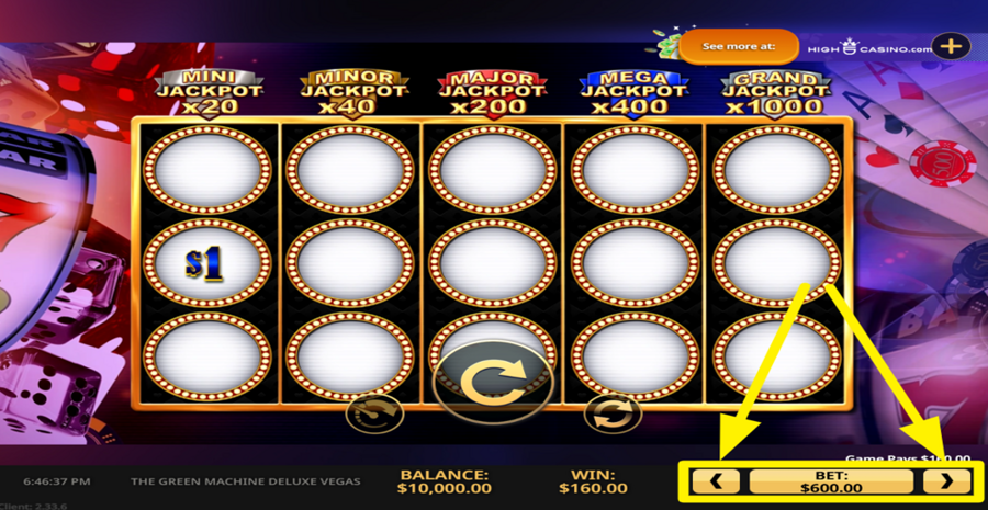 The Green Machine Deluxe Vegas Adjust Bet