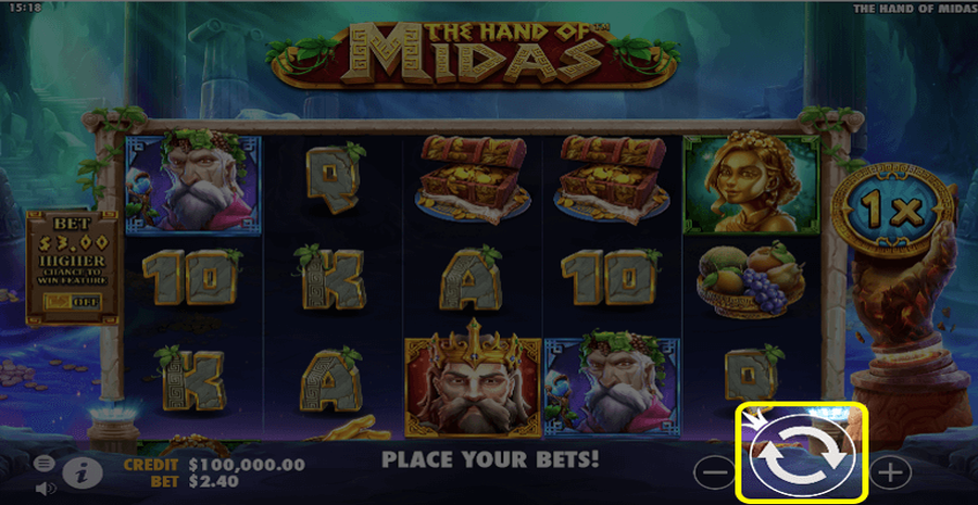 The Hand Of Midas Spin Button