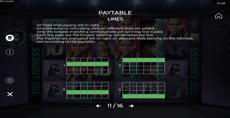 The Lioness Paylines
