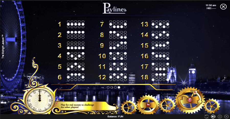 The Midnight Jackpot Paylines