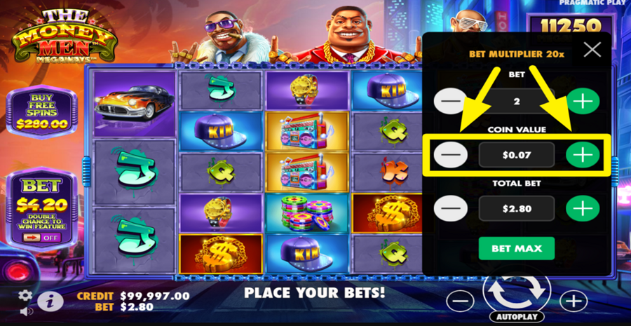 The Money Men Megaways Adjust Coin Value