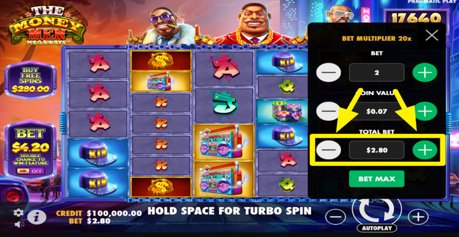 The Money Men Megaways Adjust Total Bet