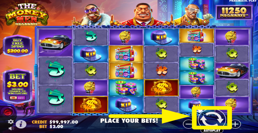 The Money Men Megaways Spin Button