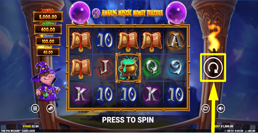 The Pig Wizard Cash Lock Spin Button