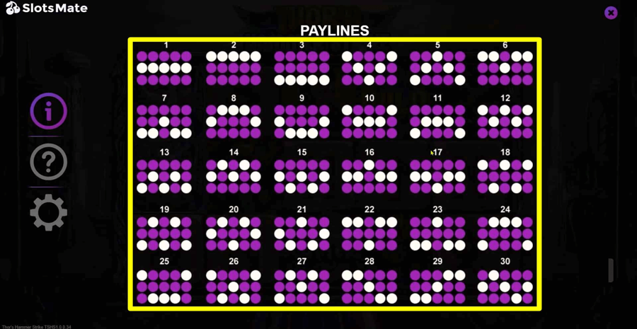 Thors Hammer Strike Paylines
