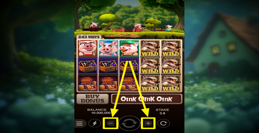 Three Brave Piggies Adjust Bet