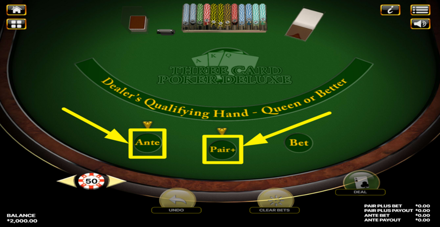 Three Card Poker Deluxe Place Bet