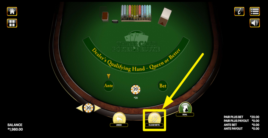 Three Card Poker Dual Clear Bet