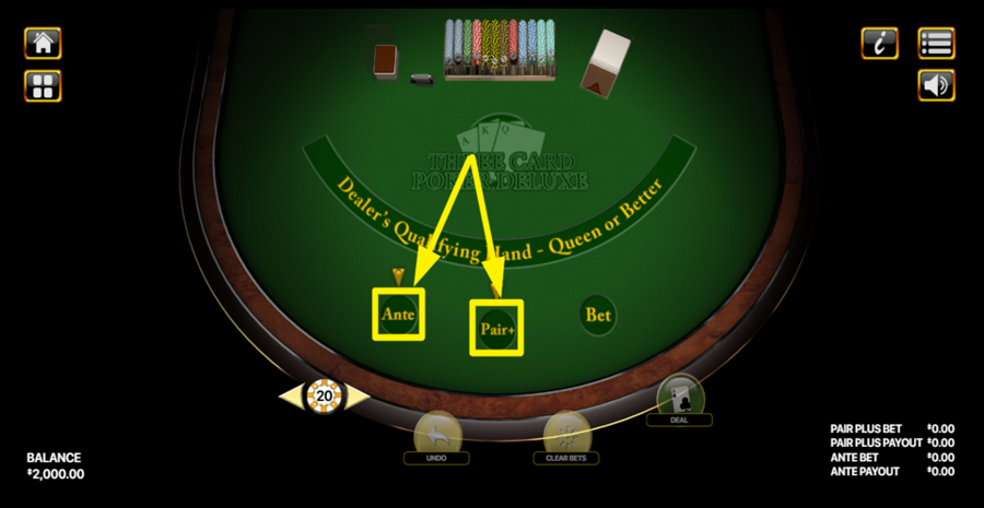 Three Card Poker Dual Place Bet