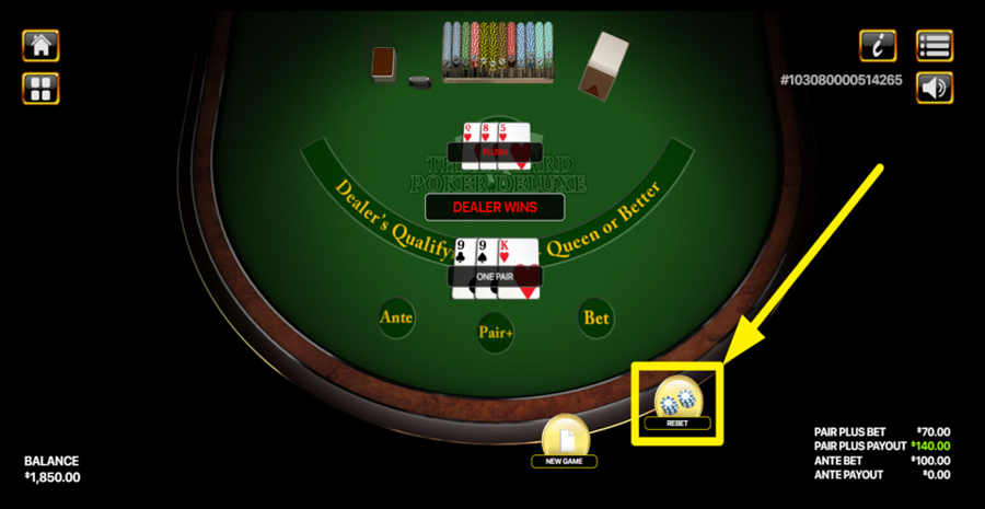 Three Card Poker Dual Rebet