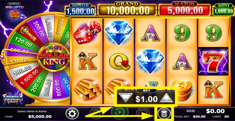 Thunder Cash Dollar King Adjust Bet