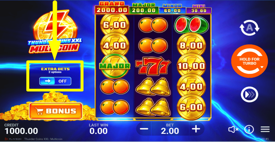 Thunder Coins Xxl Multicoin Extra Bets Feature