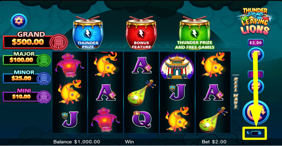 Thunder Drums Leaping Lions Turbo Feature
