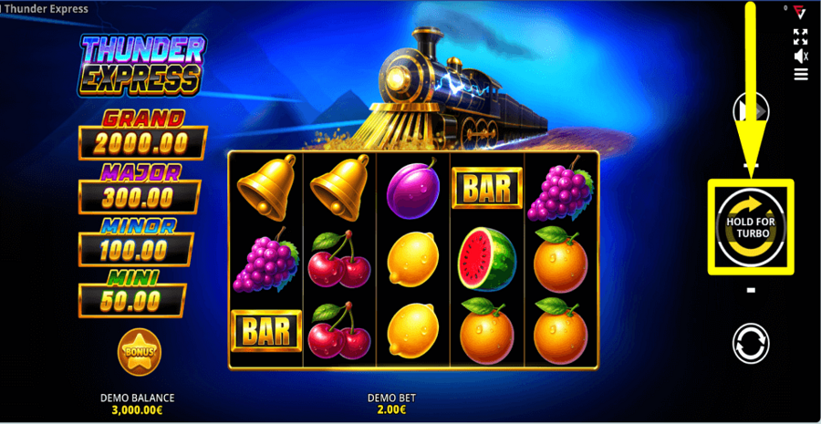 Thunder Express Running Wins Spin Button