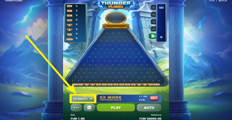Thunder Plinko Adjust Balls