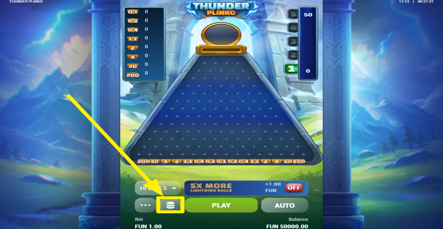 Thunder Plinko Adjust Bet