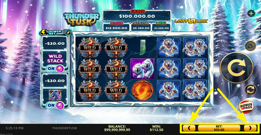 Thunder Tusk Adjust Bet