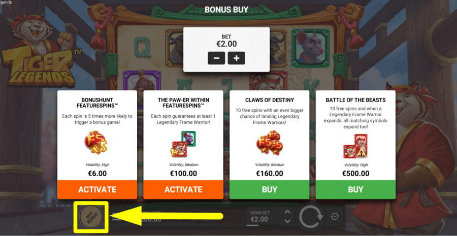 Tiger Legends Buy Feature