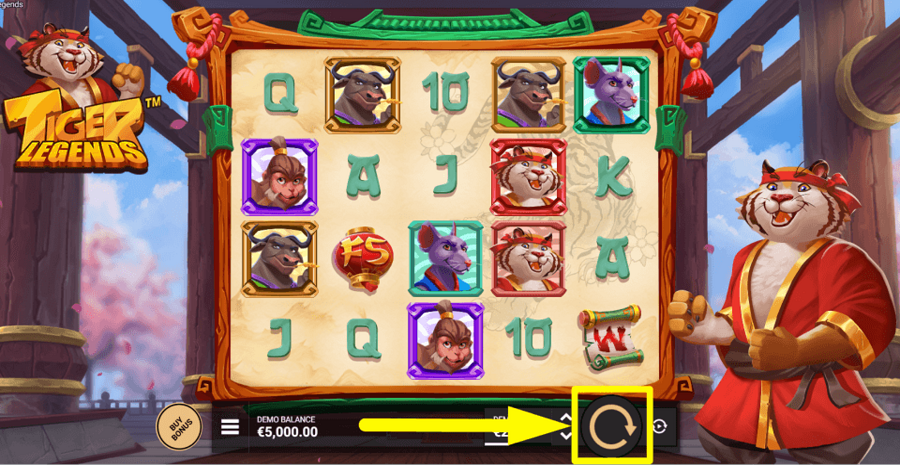 Tiger Legends Spin Button