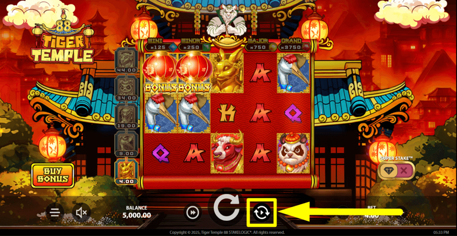Tiger Temple 88 Autoplay Feature