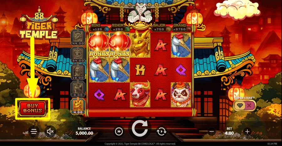 Tiger Temple 88 Buy Feature