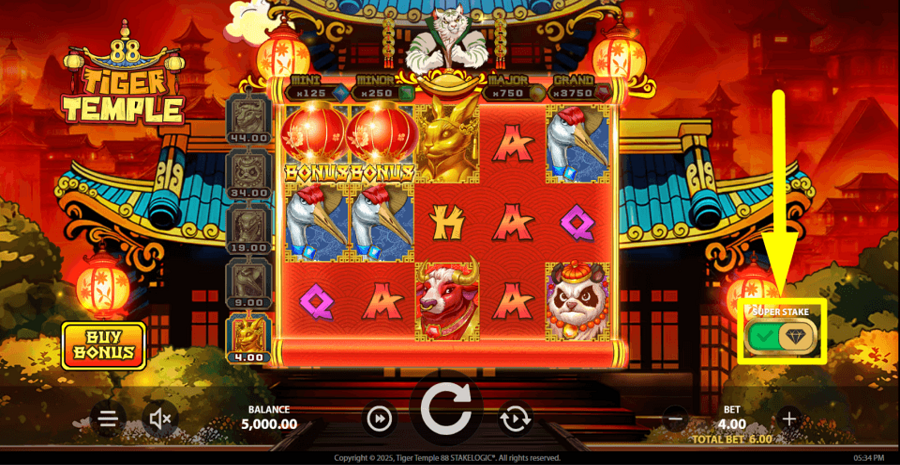 Tiger Temple 88 Super Stake Feature