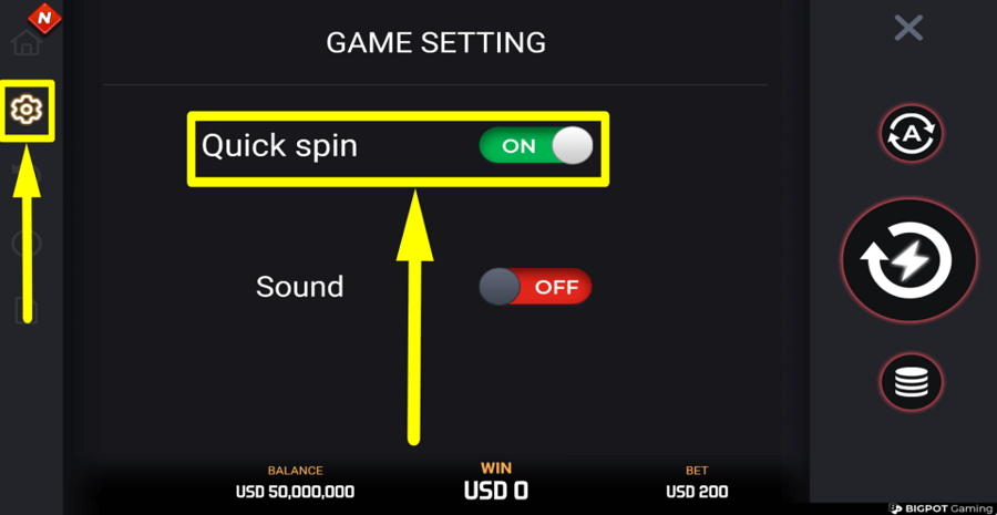 Tiggy Luck Quick Spin Feature