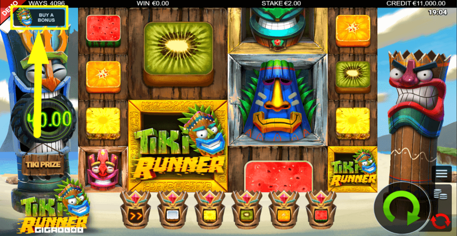 Tiki Runner Gigablox Bonus Button